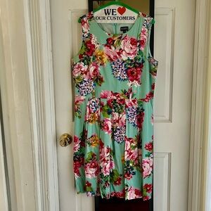 Fun Floral Dress with Sea Foam Green and Bright Pinks and Green